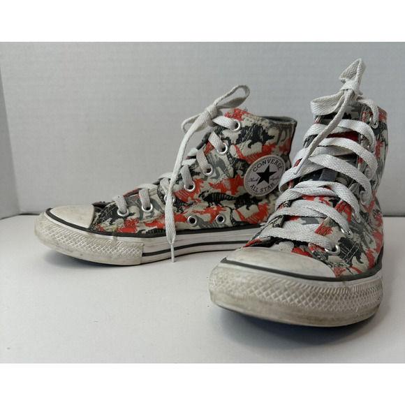 Converse All Star Chuck Taylor Dinosaurs Junior US SZ 2 Orange/Grey HighTop - Picture 3 of 13
